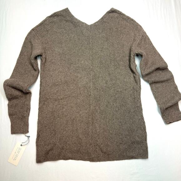 NWT Ruby Moon V Neck Ribbed Knit Sweater Small Cocoa Brown Pullover Soft Cozy - Picture 3 of 12